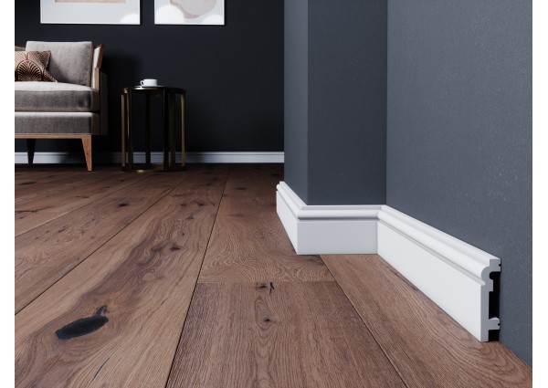 Intenpro line B0208 Biała listwa przypodłogowa