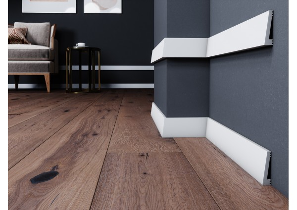 Intenpro line B0406 Biała listwa przypodłogowa