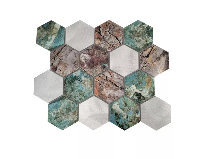 MOZAIKA ALUMINOWA DUNIN ALLUMI HEXAGON PATINA 73